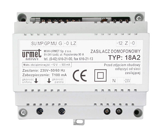 18A2 - Zasilacz domofonowy - Miwi-Urmet | 5903878053985