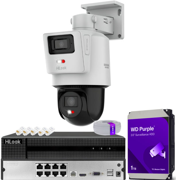 Zestaw do Monitoringu IP 2x 4Mpx, 1 Kamera TandemVu PTZ-N2D400M-DE/14, Smart Hybrid Light, PoE - HiLook by Hikvision | PTZ-N2D400M-DE/14(x1) POE KIT