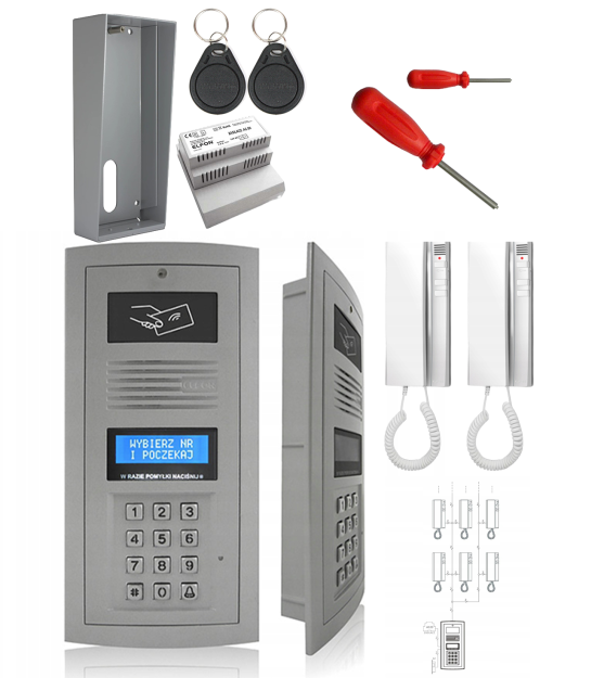 Zestaw domofonowy Elfon OPTIMA OP-255R-G + 2x Unifon OP-U7-Biały - ELFON | 5905668417960