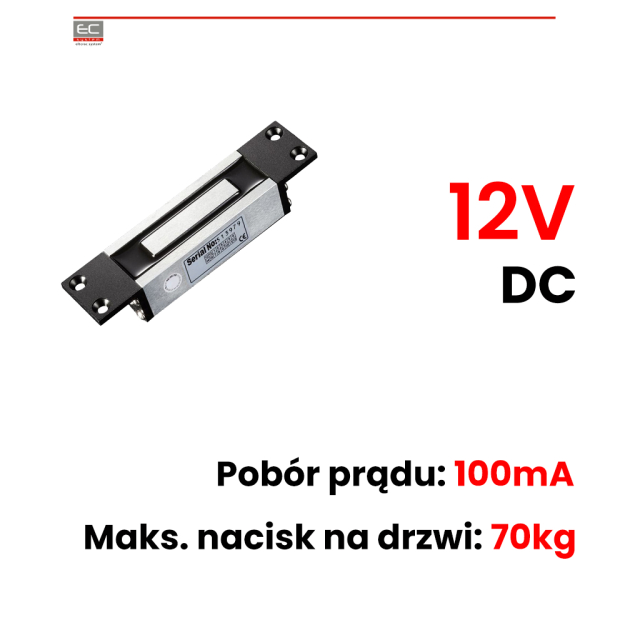 EL-120M - Zwora elektromagnetyczna wpuszczana 70kg - SCOT