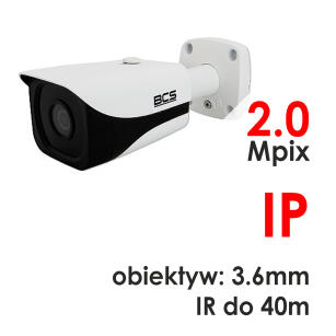 BCS-TIP4201AIR-II - Kamera tubowa 2.0 Mpix IP 3.6mm IR 40m WDR - BCS