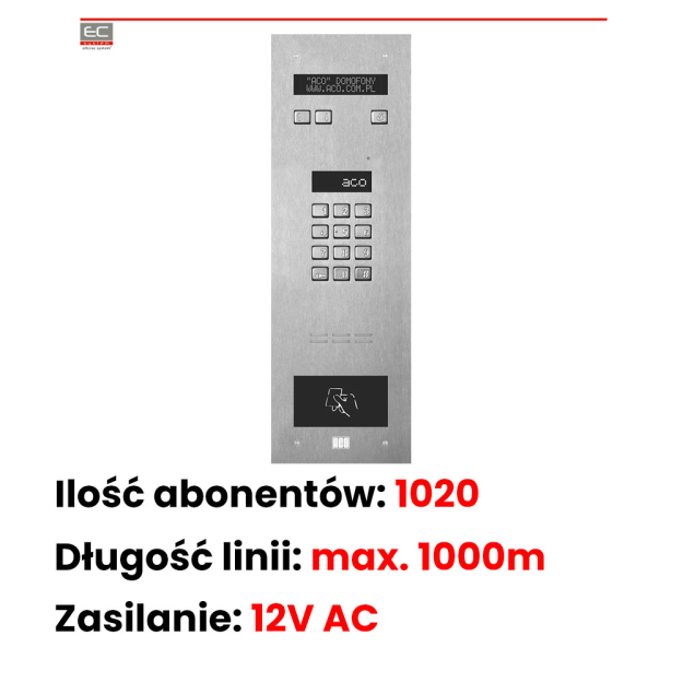 INSPIRO 5+ - Centrala Master, elektroniczny spis lokatorów, zamek szyfrowy, czytnik zbliżeniowy, 1020 lokali - ACO | INSPIRO 5+