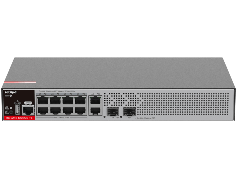 RG-S2915-10GT2MS-P-L - Switch PoE 10+2 10/100/1000Mbps, zarządzalny, 2x SFP, 125W - Ruijie | RG-S2915-10GT2MS-P-L
