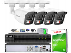 Zestaw do monitoringu TurboHD, 4 kamery zewnętrzne Hybrid Light 2Mpx, Rejestrator 4ch - HiLook by Hikvision | TVICAM-B2M-20DL + DVR-4CH-4MP