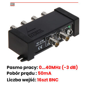 RV-2/4P - Rozgałęźnik wideo, PAL, 40MHz, 50mA | RV-2/4P