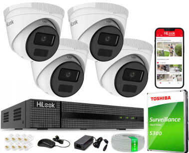 Zestaw do Monitoringu IP 4Mpx, 4 Kamer IPC-T241H-C, PoE, IR20m, IP67 - HiLook by Hikvision | IPC-T241H-C(x4) POE KIT