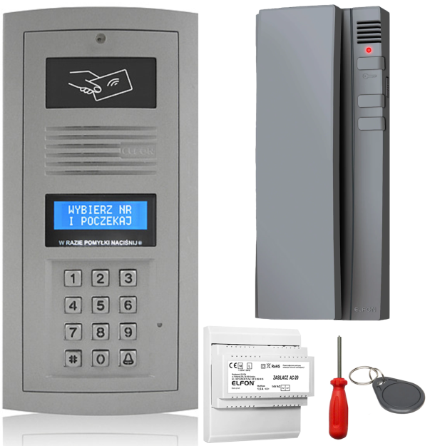 Zestaw domofonowy Elfon OPTIMA OP-255R-P + 1x Unifon OP-U7-S - ELFON | OP-255R-P + 1x OP-U7-S