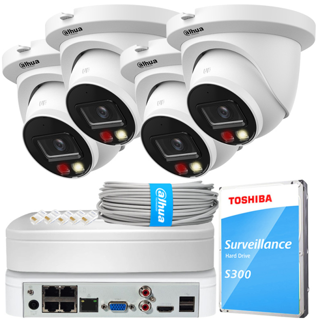 Zestaw do Monitoringu IP 4Mpx, 4 Kamery IPC-HDW2449TM-S-IL-0280B, Dual Light, PoE - DAHUA | IPC-HDW2449TM-S-IL-0280B(X4) POE KIT