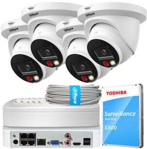 Zestaw do Monitoringu IP 4Mpx, 4 Kamery IPC-HDW2449TM-S-IL-0280B, Dual Light, PoE - DAHUA | IPC-HDW2449TM-S-IL-0280B(X4) POE KIT