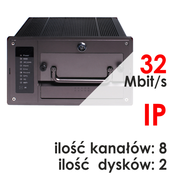BCS-NVR0802C-P-III - Mobilny rejestrator 8-kanałowy, 3 Mpx, IP, Bitrate 32, 2xHDD - BCS Line Pro | BCS-NVR0802C-P-III