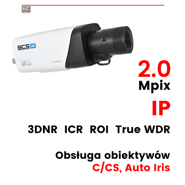 BCS-BIP7201A-IV - Kamera kompaktowa BOX 2 Mpx, 50kl/s, 3DNR, True WDR, ROI, PoE - BCS LINE