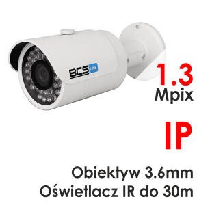 BCS-TIP3130AIR - Kamera tubowa 1.3 Mpix IP 3.6mm IR 30m - BCS
