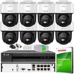 Zestaw do Monitoringu IP 6Mpx, 8 Kamer PTZ-N2C600M-DE Smart Hybrid Light, PoE - HiLook by Hikvision | PTZ-N2C600M-DE(x8) POE KIT