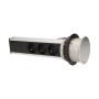 OR-AE-1357 - Gniazdo meblowe 3x250V AC wysuwane z blatu z ładowarką USB, blokadą i przewodem 1,8m, srebrny - Orno