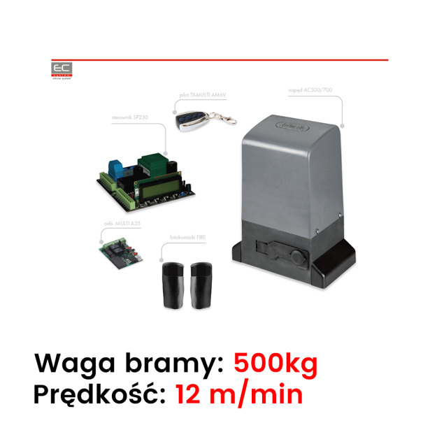 AC500 KIT - Zestaw - Motoreduktor, pilot, fotokomórki, sterownik, odbiornik - MIWI-URMET / APRIMATIC | AC500 KIT