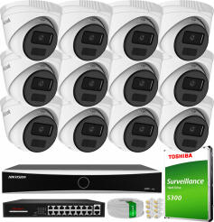 Zestaw do Monitoringu IP 4Mpx, 12 Kamer IPC-T241H-C, Rejestrator DS-7616NXI-K1, 16xPoE - HiLook by Hikvision | IPC-T241H-C(x12) NXI KIT
