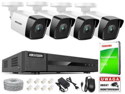 Zestaw do Monitoringu IP 4Mpx, 4x IPCAM-B4, Rejestrator 4ch z PoE - Hikvision | IPCAM-B4 + HWN-2104MH-4P