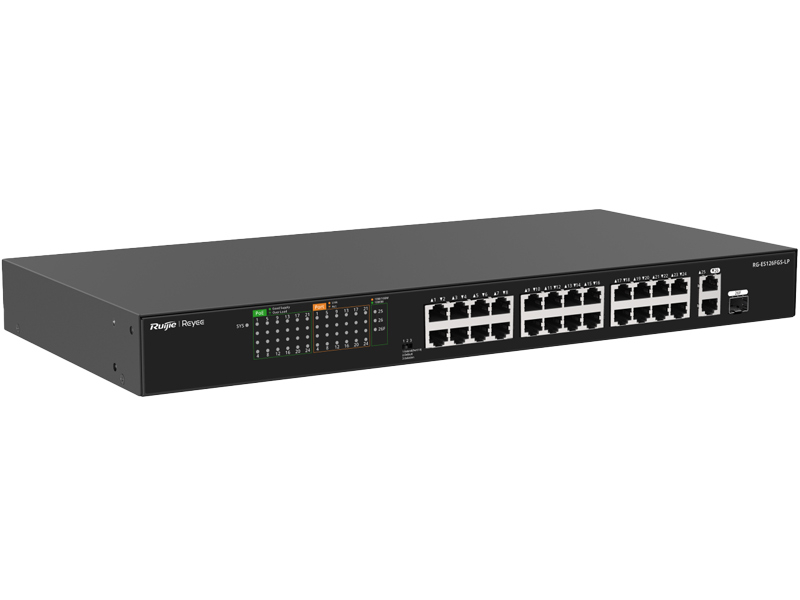 RG-ES126FGS-LP - Switch sieciowy PoE 24+2, Combo, niezarządzalny, 180W - Reyee by Ruijie | RG-ES126FGS-LP