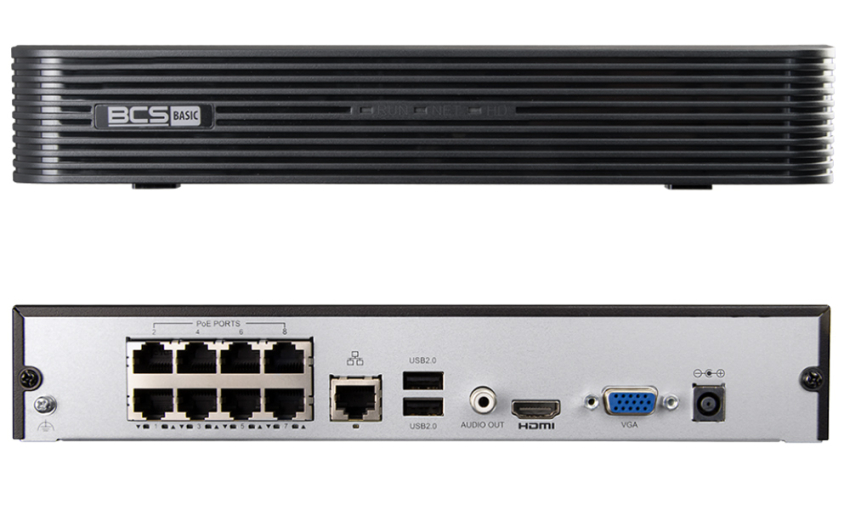 BCS-B-NVR0801-8P(2.0) - Rejestrator 8-kanałowy IP, do 8Mpx, 4K, 1xSATA, 8xPoE -  BCS Basic | BCS-B-NVR0801-8P(2.0)