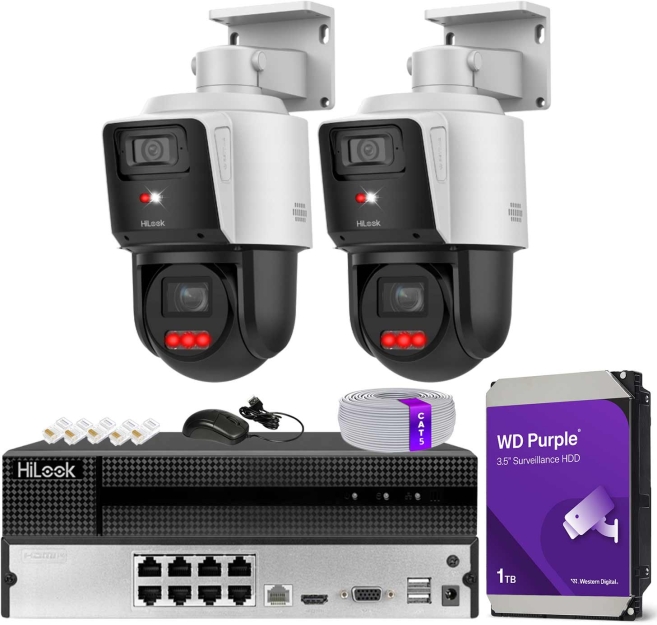 Zestaw do Monitoringu IP 2x 4Mpx, 2 Kamery TandemVu PTZ-D4-PRO, Smart Hybrid Light, PoE - HiLook by Hikvision | PTZ-D4-PRO(x2) POE KIT