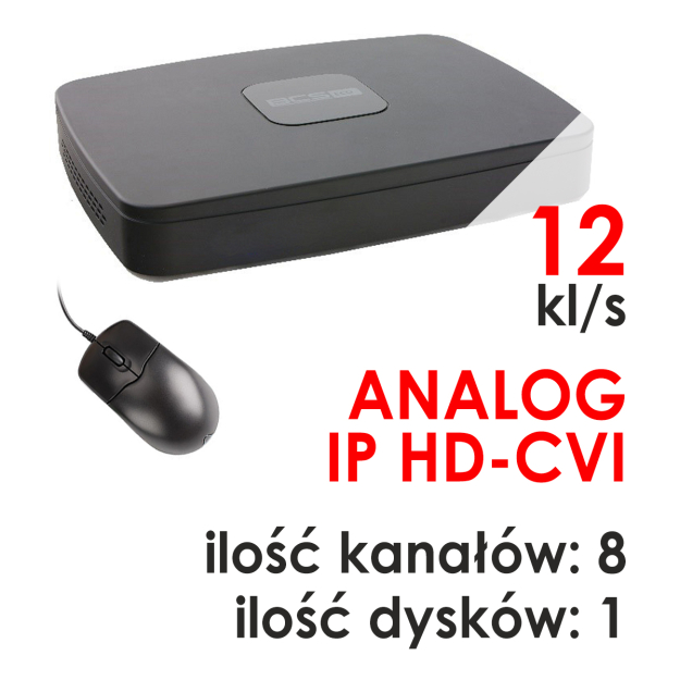 BCS-CVR0801E-III - Rejestrator trybrydowy 8-kanałowy 1080P HD-CVI / ANALOG / IP - BCS
