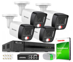 Zestaw do Monitoringu IP 4Mpx, 4 Kamery VE-NC140F-LIU, Smart Hybrid Light, Audio - Hikvision | VE-NC140F-LIU(x4) POE KIT