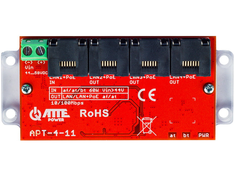 APT-4-11 - Switch PoE 4 portowy, 10/100Mbps, extender - ATTE | 5902143691402