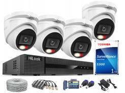Zestaw do monitoringu TurboHD, 4 kamery Hybrid Light 2Mpx, rejestrator 4ch - HiLook by Hikvision | TVICAM-T2M-20DL + DVR-4CH-4MP