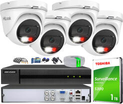 Zestaw do Monitoringu TurboHD, 4 kamery zewnętrzne Hybrid Light 2Mpx, Rejestrator XVR 4ch - HiLook by Hikvision | TVICAM-T2M-20DL + DVR-4CH-4MP