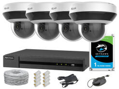 Zestaw do monitoringu IP, 4 kamery obrotowe PTZ 4Mpx, IR20, NVR 4xPoE, Dysk 1TB - Hilook by Hikvision | 5904035371263