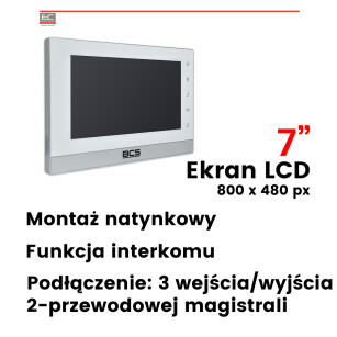 BCS-MON7200W-2W - Monitor wideodomofonowy dla systemu 2-przewodowego - BCS LINE | BCS-MON7200W-2W
