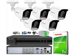 Zestaw do monitoringu TurboHD, 5 kamer 2Mpx, rejestrator 8ch - HiLook by Hikvision | TVICAM-B2M + DVR-8CH-5MP