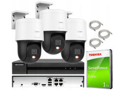 Zestaw do Monitoringu IP 4Mpx 3 Kamery obrotowe PTZ-N4MP, Hybrid Light - HiLook by Hikvision | PTZ-N4MP + NVR-4CH-4MP/4P