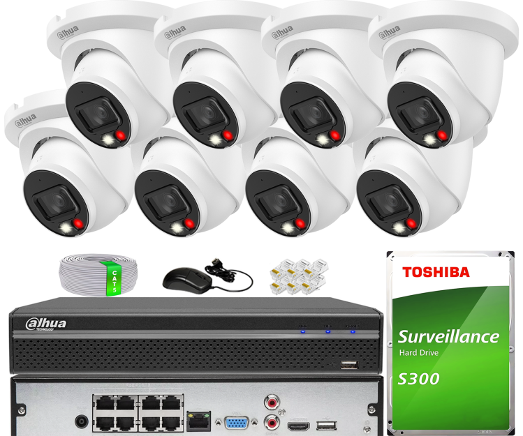 Zestaw do Monitoringu IP 6Mpx, 8 Kamer IPC-HDW2649TM-S-IL-0280B, Dual Light, PoE - DAHUA | IPC-HDW2649TM-S-IL-0280B(X8) POE KIT