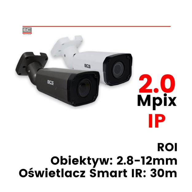 BCS-P-4421RSA / BCS-P-4421RSA-G - Kamera tubowa, 2Mpix, IP, 2,8-12mm, IR: 30m, D-WDR, ROI, DEFOG, IP66, ICR, H.264 - BCS POINT