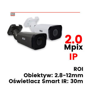BCS-P-4421RSA / BCS-P-4421RSA-G - Kamera tubowa, 2Mpix, IP, 2,8-12mm, IR: 30m, D-WDR, ROI, DEFOG, IP66, ICR, H.264 - BCS POINT