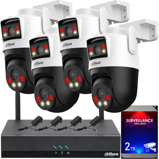 Zestaw do Monitoringu WiFi 2x 5Mpx, 4 Kamery P5D-5F-PV, Dual Light, WiFi - DAHUA | P5D-5F-PV(X4) WiFi KIT