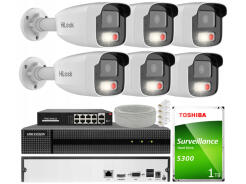 Zestaw do Monitoringu IP 2Mpx 6 Kamer IPCAM-B2-50DL, Hybrid Light, Rejestrator 8ch - HiLook by Hikvision | IPCAM-B2-50DL + HWN-2108MH