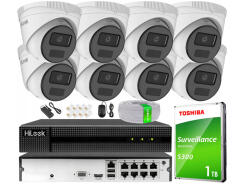 Zestaw do Monitoringu IP 4Mpx , 8 Kamer IP, Rejestrator 8ch PoE - HiLook by Hikvision | IPCAM-T4-P + NVR-8CH-4MP/8P