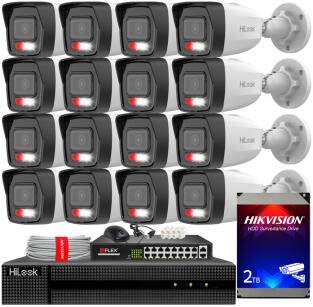 Zestaw do monitoringu IP 8Mpx 4K, 16 Kamer IPC-B180HA-LU, PoE  - HiLook by Hikvision | IPC-B180HA-LU(x16) POE KIT