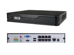 BCS-P-NVR0801-4K-8P - Rejestrator 8 kanałowy PoE, 12Mpix, 4K, 1HDD, 64Mb/s, Onvif, H.265 - BCS POINT | BCS-P-NVR0801-4K-8P