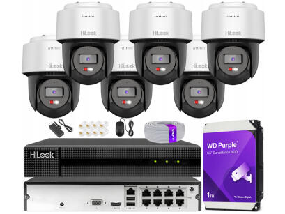 Zestaw do Monitoringu IP 4Mpx, 6 Kamer obrotowych PTZ-N4MP-P, Smart Hybrid Light, Rejestrator 8ch PoE - HiLook by Hikvision | PTZ-N4MP-P + NVR-8CH-4MP/8P