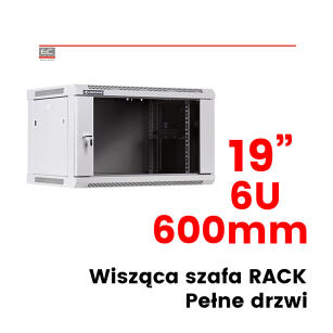 Szafa RACK wisząca, 19" 6U 600mm | 19" 6U 600mm szara