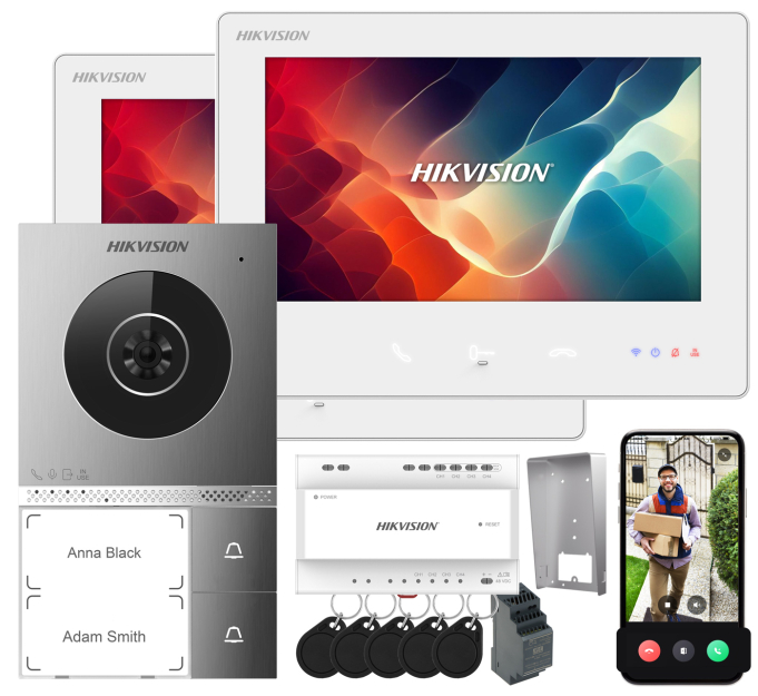 DS-KIS705EY-2Monitors - Wideodomofon 2-żyłowy IP WiFi, 2-Lokatorski, 2x Monitor LCD - Hikvision | DS-KIS705EY-2Monitors