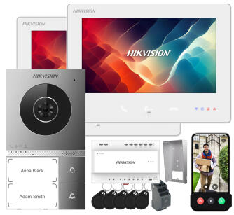 DS-KIS705EY-2Monitors - Wideodomofon 2-żyłowy IP WiFi, 2-Lokatorski, 2x Monitor LCD - Hikvision | DS-KIS705EY-2Monitors