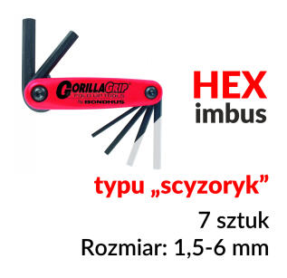BO12592 - Zestaw imbusów w specjalnej rękojeści 7sztuk - Bondhus