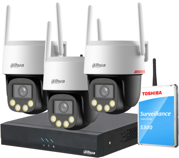 Zestaw do Monitoringu WiFi 8Mpx, 3 Kamery P8F-PV-PRO, WizColor, Autotracking, Audio, WiFi - DAHUA | P8F-PV-PRO(X3) WiFi KIT