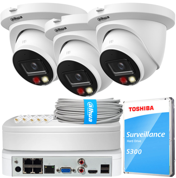 Zestaw do Monitoringu IP 4Mpx, 3 Kamery IPC-HDW2449TM-S-IL-0280B, Dual Light, PoE - DAHUA | IPC-HDW2449TM-S-IL-0280B(X3) POE KIT