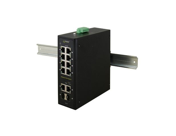 ISF108 - Switch przemysłowy PoE 8xPoE + 2xUplink 10/100/1000 Mbps, 240W - Pulsar | 5902135317310