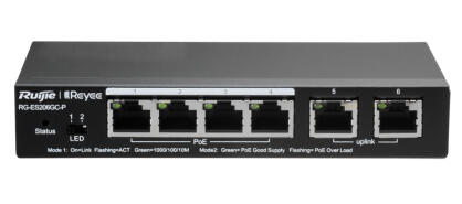 RG-ES206GC-P - Switch PoE 4+2 10/100/1000Mbps, zarządzalny, 54W - Reyee by Ruijie | RG-ES206GC-P